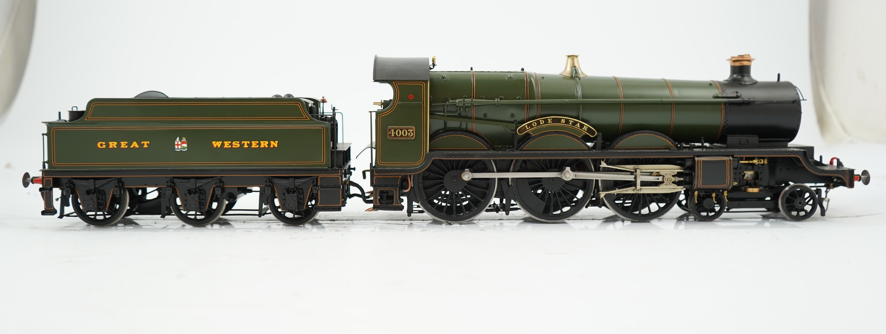 A Gauge One model of GWR Star Class, Lode Star 4003, 4-6-0 tender locomotive, constructed, painted and lined to a very high standard, with a high level of detail, powered for two rail operation.